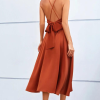 Robe Longue Plissée Terracotta